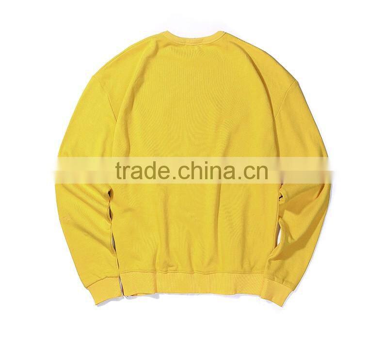 Fashion Cotton Slit Hem No Hood Crew Neck Zip Jacket Sweatshirt Without Hood Sweatshirt For Men