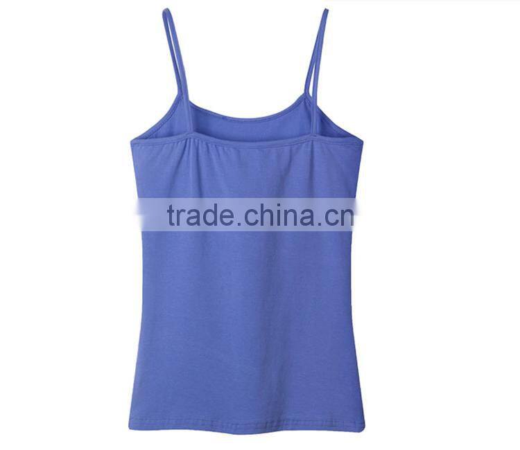 high quality various color cotton/spandex spaghetti strap women white tank top