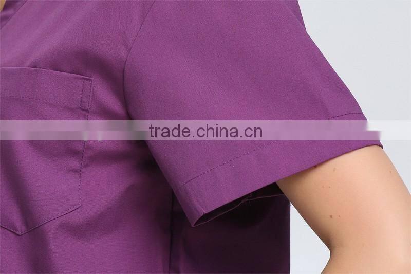 2016 top quality Juqian classic purple V neck summer hospital medical staff uniforms