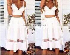 Gauze stiching Chiffon short sleeve blouse summer new design blouse