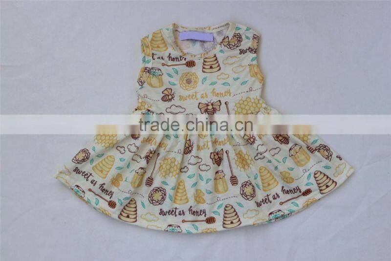 Newest prints baby dress girls pink pig summer dress sleeveless dress for girls of 7 years old
