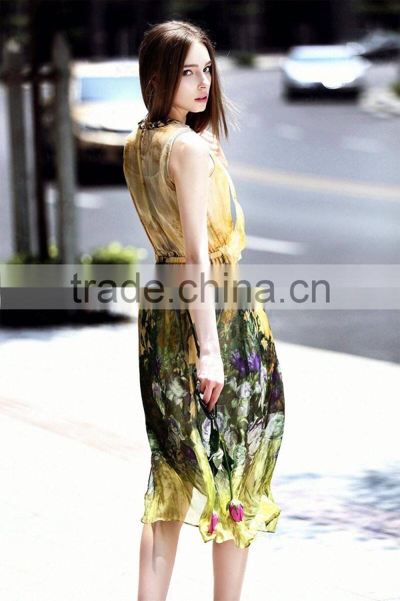 traditional 100 silk super thin see through sleeveless dress