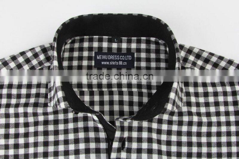 2017 spread collar gingham check men's flannel shirts