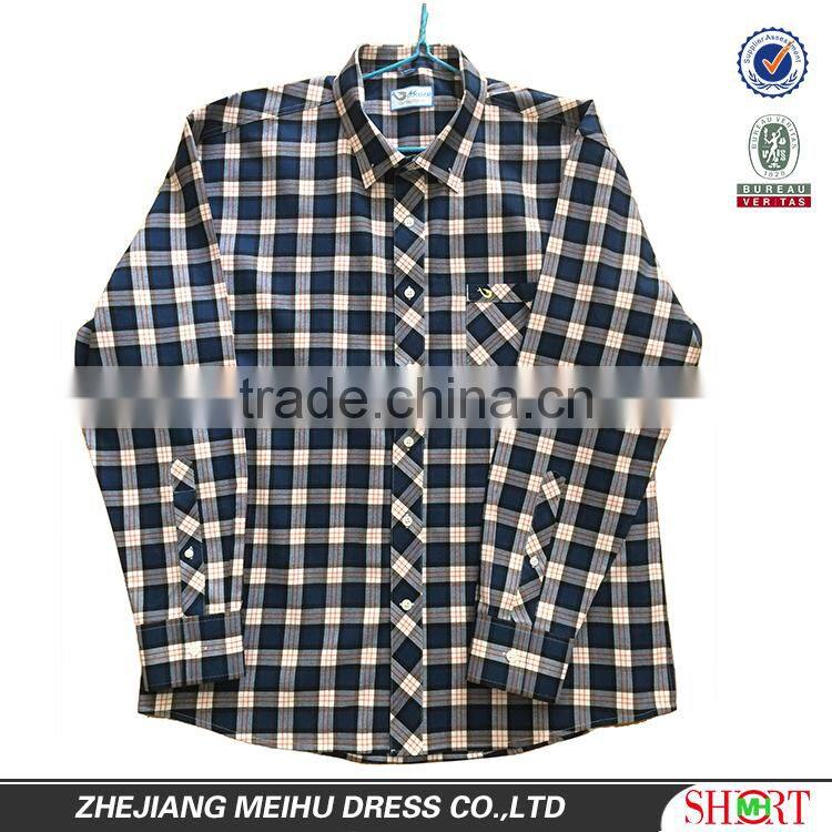 2016 High quality Custom men big check flannel shirt , men plaid casual shirt