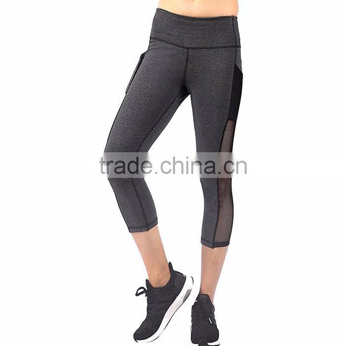 Factory OEM custom women's mesh short workout capri yoga pants