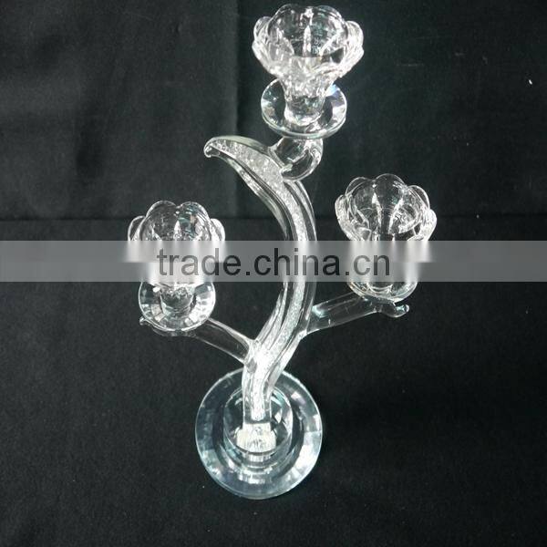 New Design K9 Crystal Candle Holder,3Tips Crystal Votive Candle Holder For Wedding Or Home Decoration