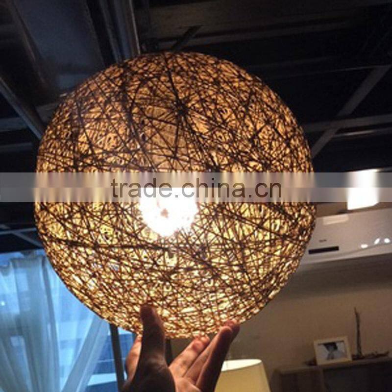 Hemp rope ball rattan art ball ceiling lamp