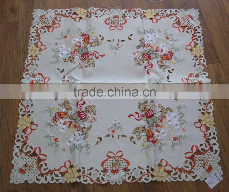 100% Polyester Embroidery Handmade Tablecloth for Easter