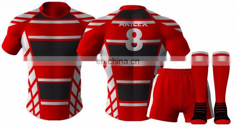 Cheap price of custom design sublimation rugby jersey with socks