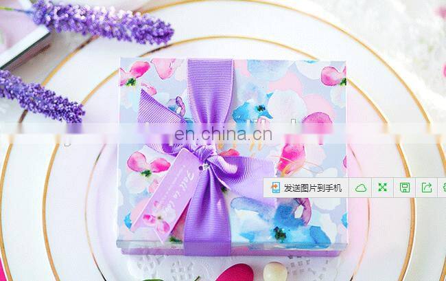 Newest square candy gift tinplate box with ribbon two sizes