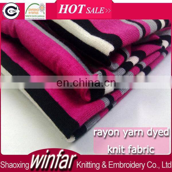 Winfar Textile Knit High Quality Stripe Rayon Viscose Yarn Dye Fabric for Tshirt