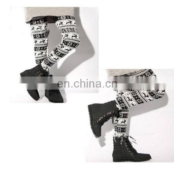 Trendy Christmas Snowflake Deer Woolen Leggings 37 Colors IN STOCK