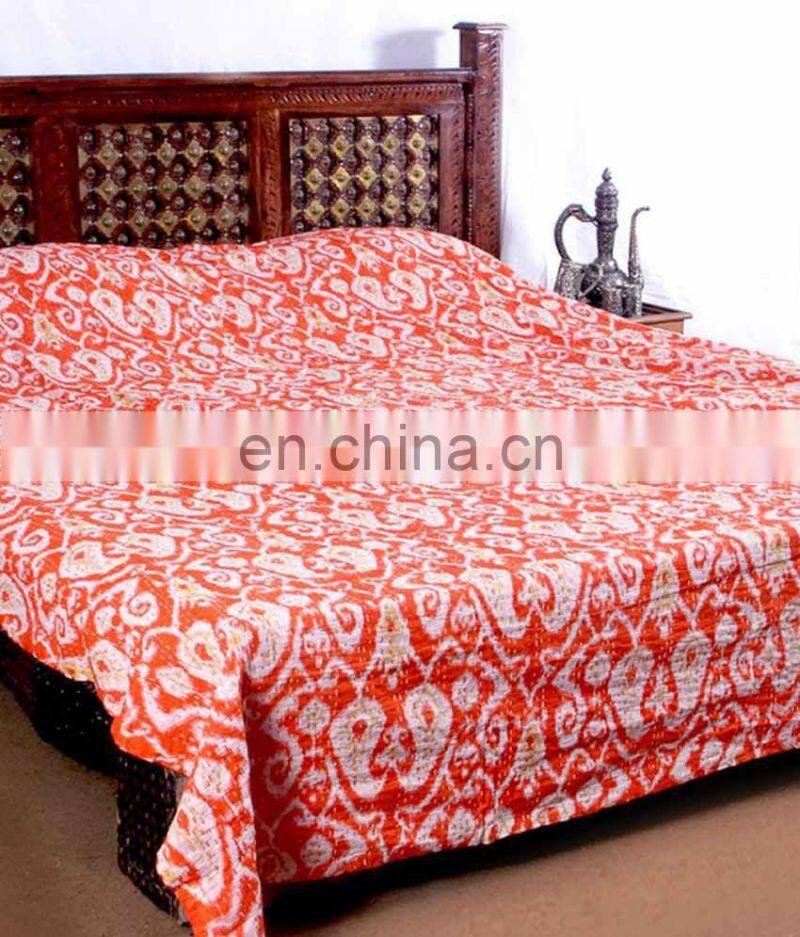 Ikat Kantha Quilt Ikat Cotton Bedspread