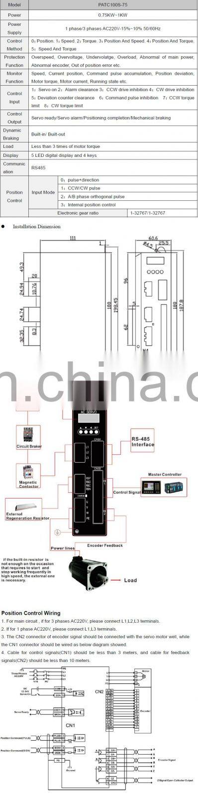 600w 220v 3000rpm 3m cable synchronous control set system asd asd 3-phase reduc ac servo motor drive