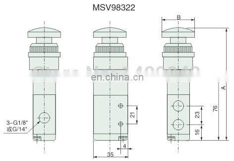 GOGO ATC 5 way Pneumatic hand operated 1/4 inch exhaust Manual Mechanical control valve MSV86522-PB with Large Round Button