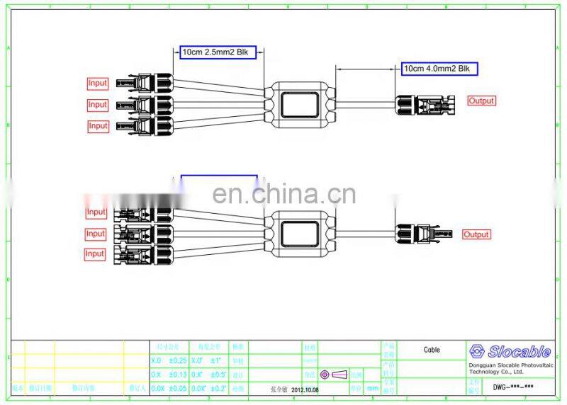 Branching connector 3to1 with 2.5mm2 4mm2 CN40 solar cable harness