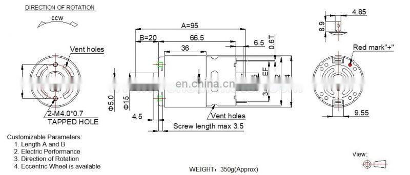 High Torque 1kg/cm carbon brush motor dc 12v 24v RS-775sh for robot