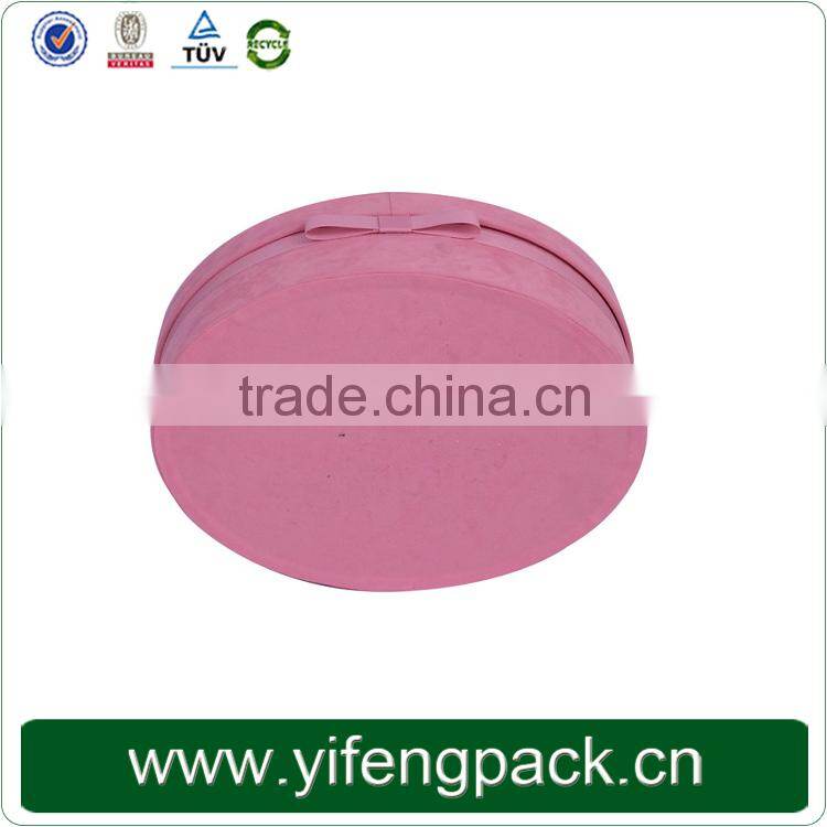 Customized decorative pink velvet large cardboard round gift box