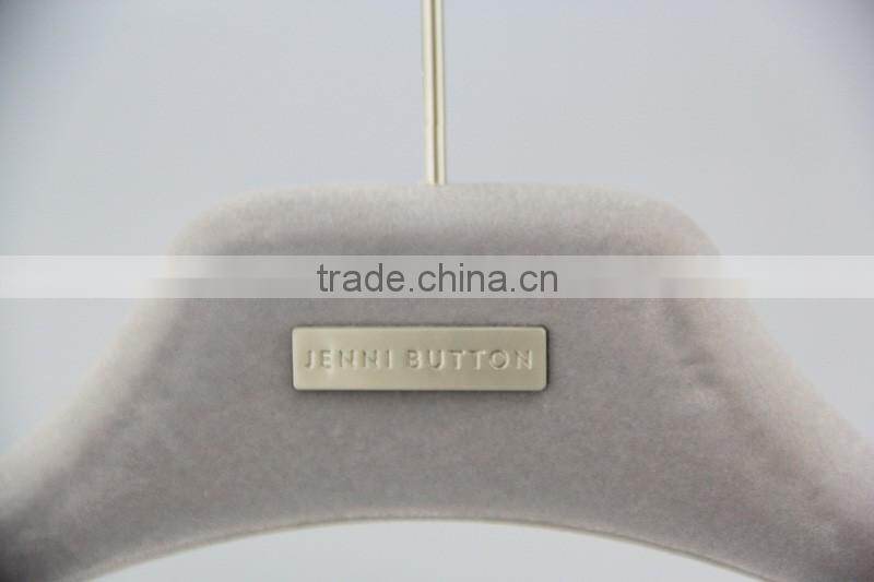 gray fashion velvet flocking hanger with clips for suits
