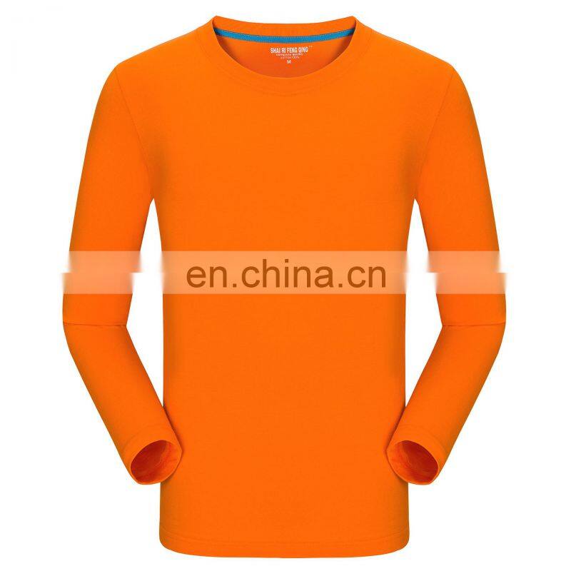 Clothing wholesale custom brand 100% Organic cotton high quality round neck plus size men's sportswear long-sleeved t-shirt