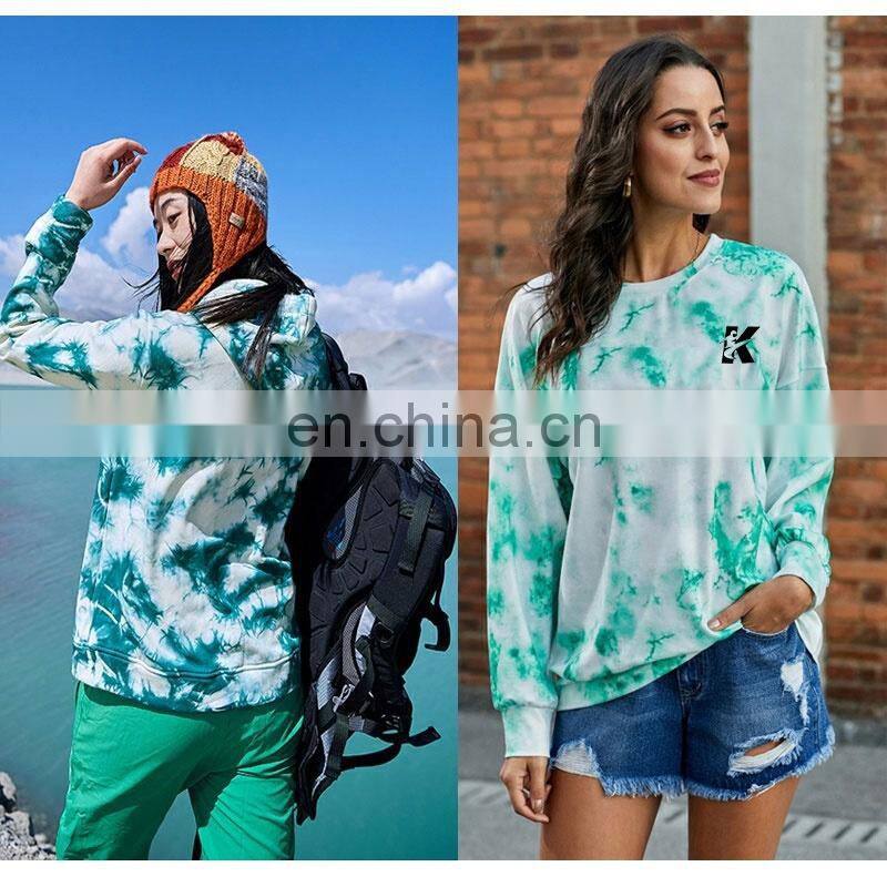 Customized plus size retro tie-dye T-shirt star gradient hooded sweater