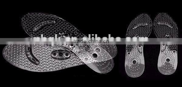 Magnetic massage PU gel insole manufacture sale guided men wooden sole shoes