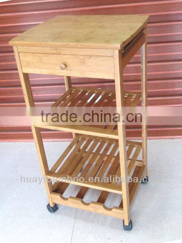 Bamboo Kitchen Trolley with Drawer&Shelf