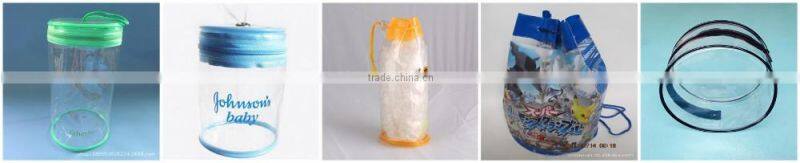 eco-friend simple patent silver drawstring pvc cosmetic bag