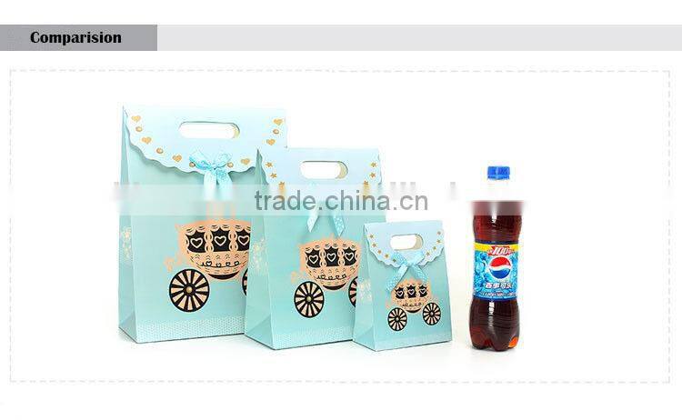 Blue pumpkin car pattern button closure gift paper bag