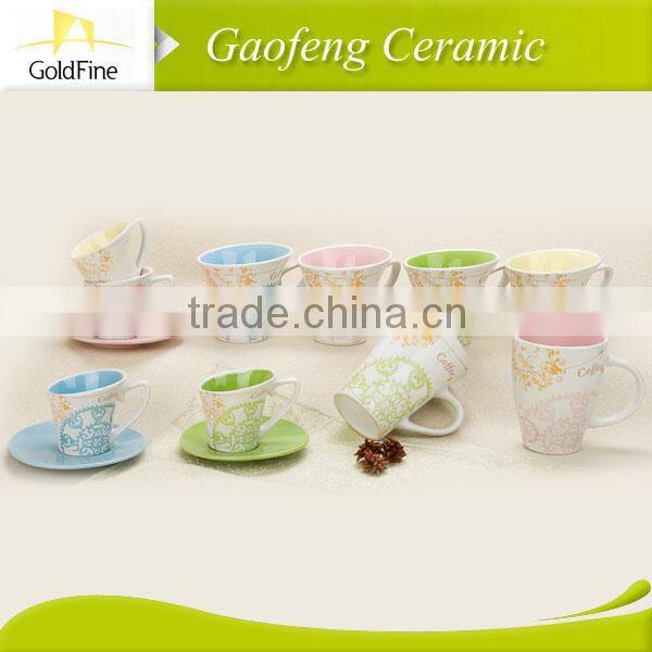 ceramic stoneware cup with saucer