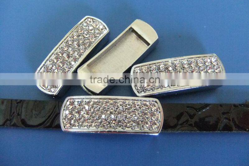 10mm Many Rhinestones Pane Rectangular Block Shape Slide Charms