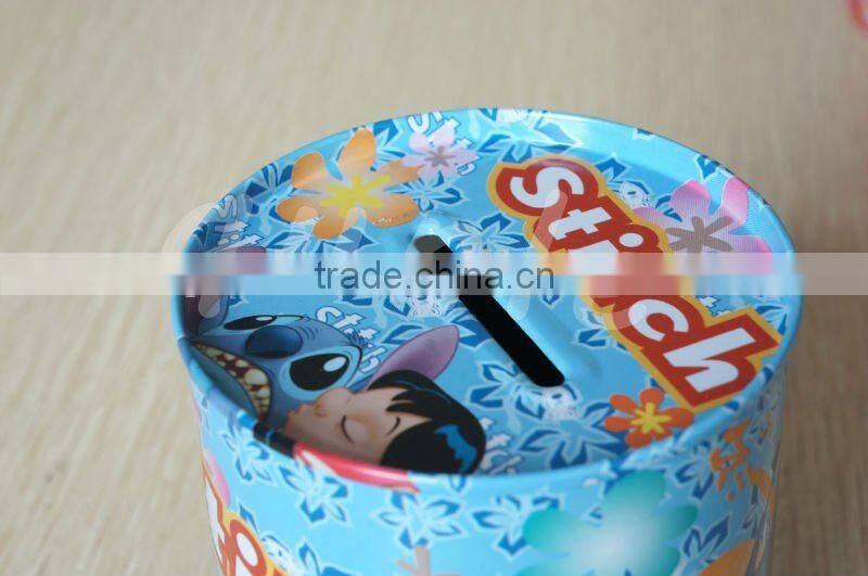 cartoon printing metal storage tin coin bank/piggy bank