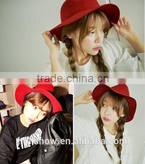Wholesale Promotional Gift Star Style Wide Brim Wool Felt Fedora Sun Cap