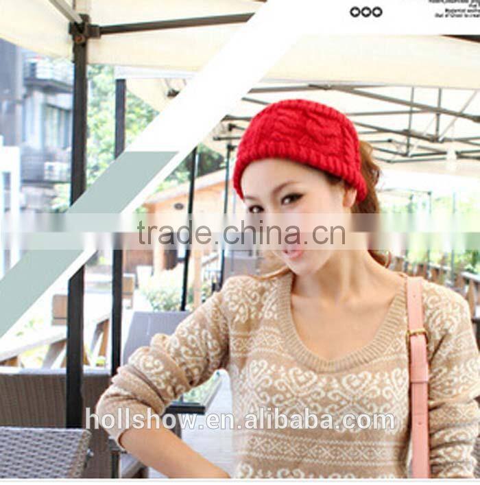 Wholesale Hot Selling Red Color Knitting Style Girl Winter Headband