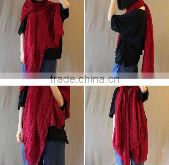2014 Fashion New Cotton & Linen Good Quality Large Long Solid Color Scarf