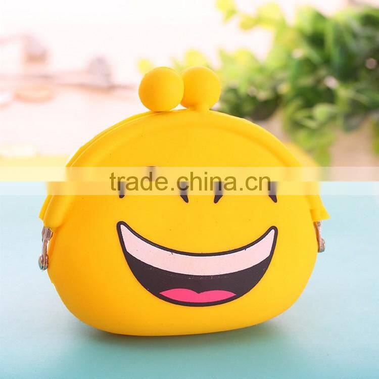 Wholesale Small Silicone Rubber Clip Coin Bag Emoji Purse