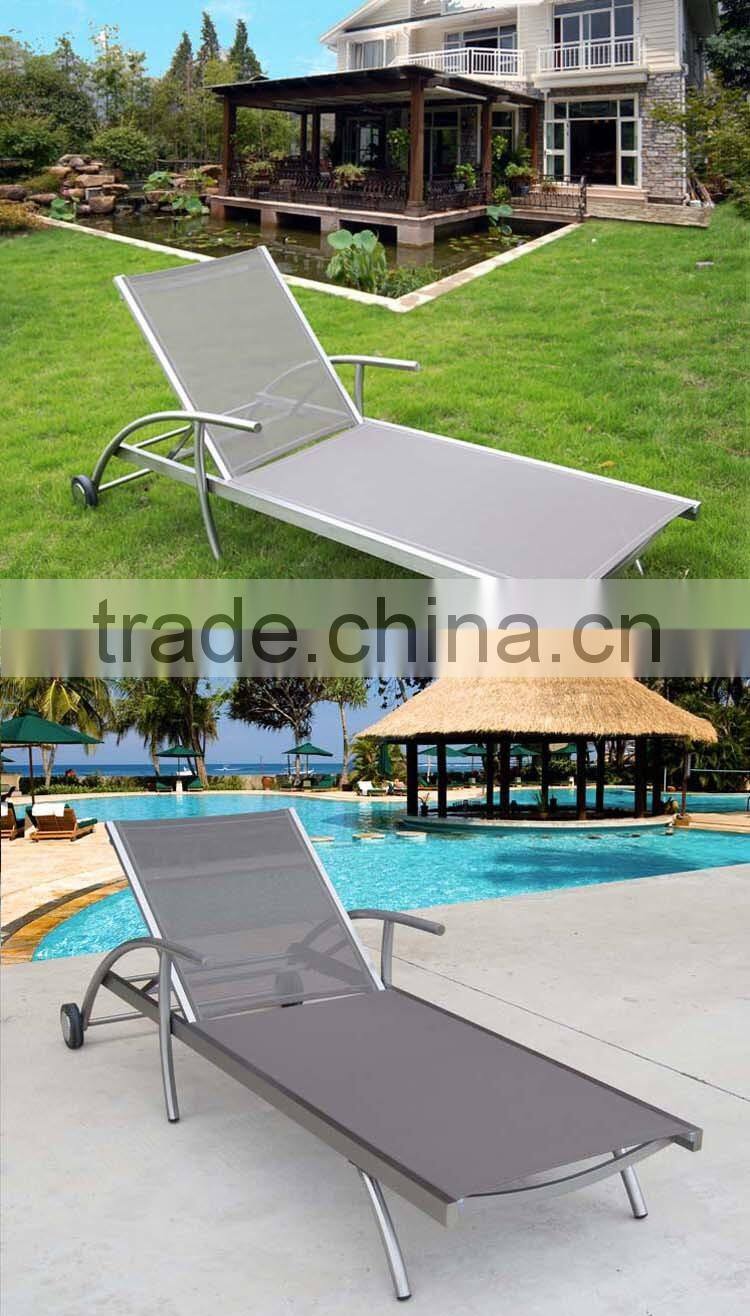 Outdoor Leisure Stainless Steel Mesh Lounge Chair Wheels Beach Hotel Pool Lounge Chair