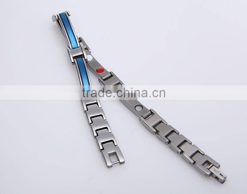 Wholesale blue stainless steel health magnetic bracelet of women