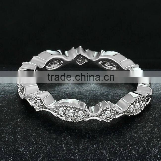 Fashion Design White Round CZ In Copper Alloy Ring Rhombus Connecting Ring