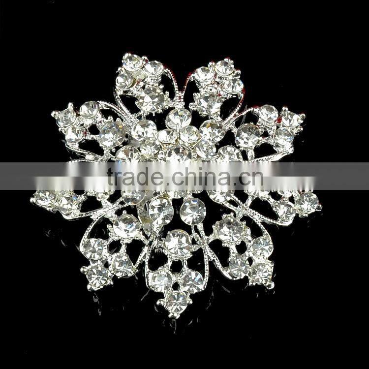 Crystal Strass Brooches Pins, Zinc Alloy Flower Crystal Stone Brooch Pins for Wedding Dress