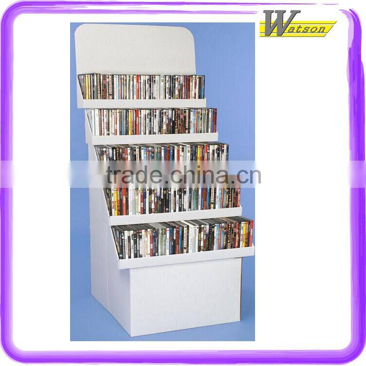 Exquisite Design CD Books Rack Corrugated White Cardboard Display on super markets book pharmacies retail display