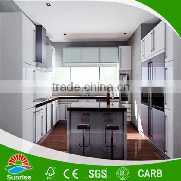PVC wood grain kitchen cabinets/vinyl wrapped kitchen cabinet doors