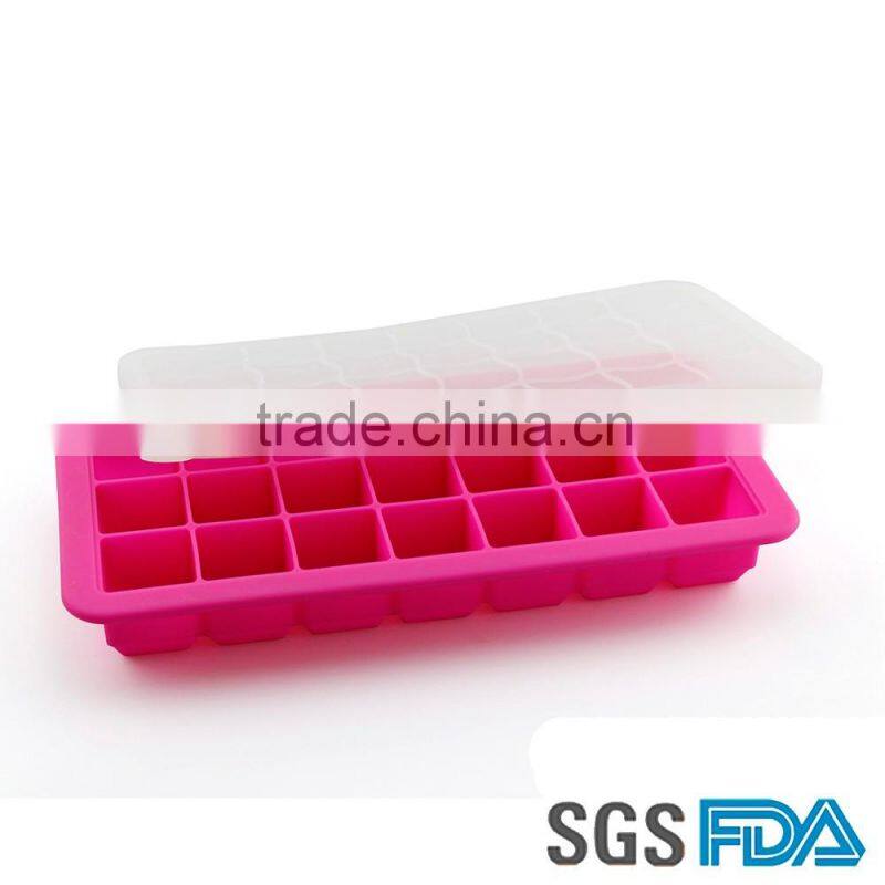 FDA&SGS Safe Food Grade High Quality Silicone Ice Tray With Lid