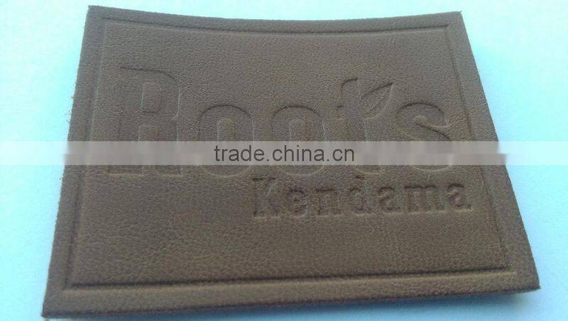 good quality brown color custom embossed leather label