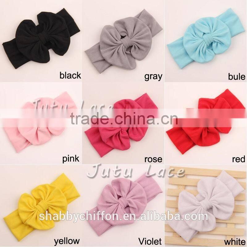 High quality cotton fabric large bow headband top quality hair accessories baby girls headwrap