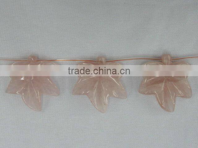 Chinese Rose Quartz carved leave