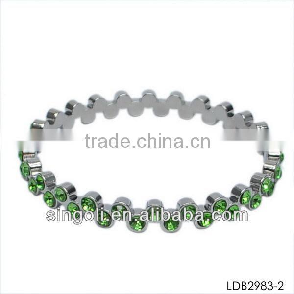 Multi layer silver platting gems pave set bangles hot new product for 2014