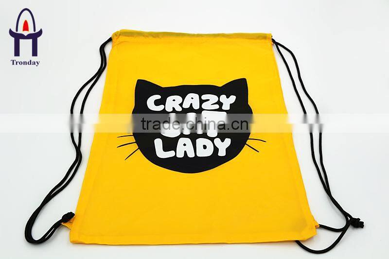 420D custom drawstring backpack with cute monster printing beach bag