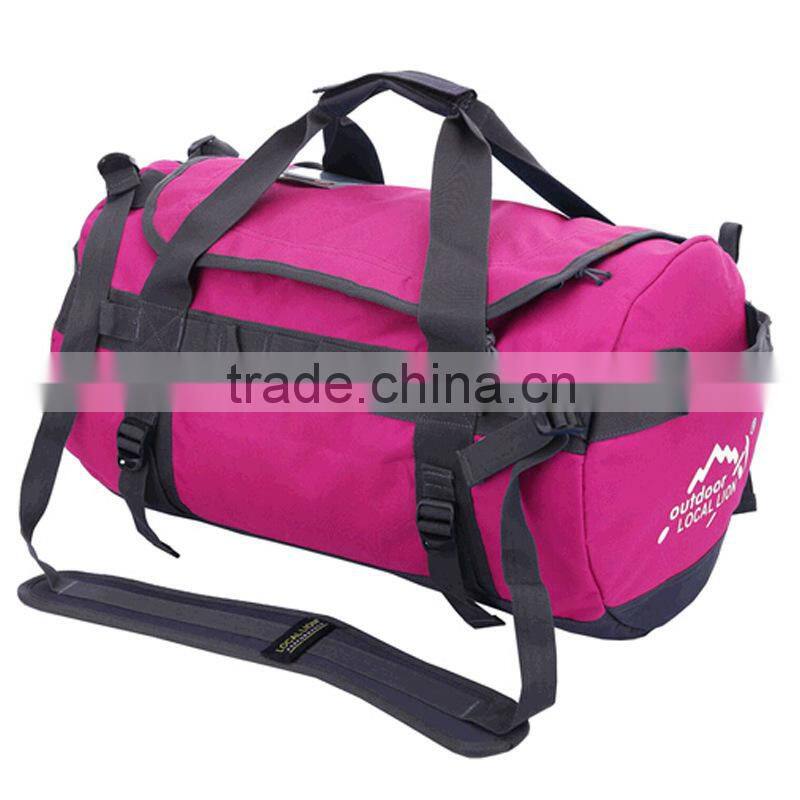 Low toxic solid color polyester travel sport tote bag with two closures