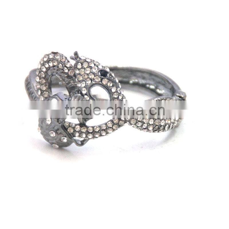 Wholesale men Vintage Silver Plated Zinc Alloy Cobra Snake Skin Bracelets with diamond